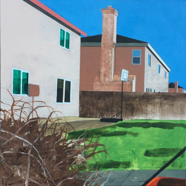 Painting titled "The Joys of Suburbia" by Sophie Cordery, Original Artwork, Acrylic