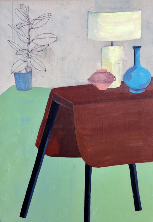 Картина под названием "Chinese Vase (Blue)" - Sophie Cordery, Подлинное произведение искусства, Акрил