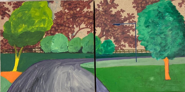 Painting titled "Hornbeam Diptych" by Sophie Cordery, Original Artwork, Acrylic