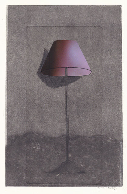 Printmaking titled "Lamp (Pink Shade)" by Sophie Cordery, Original Artwork, Engraving