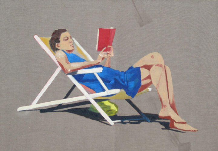 Painting titled "Reading" by Sophie Cordery, Original Artwork, Oil