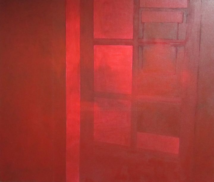 Painting titled "Red Interior" by Sophie Cordery, Original Artwork, Acrylic