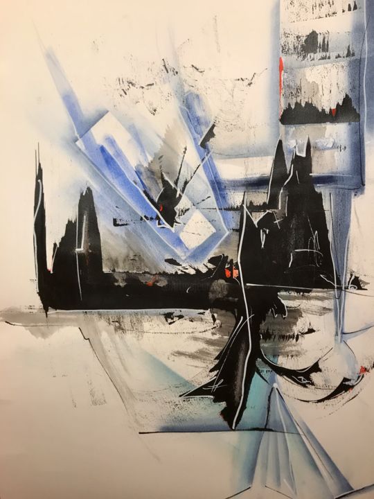 Peinture intitulée "Absence d’agitation" par Sophie Jeanne Bert Debeusscher, Œuvre d'art originale, Encre