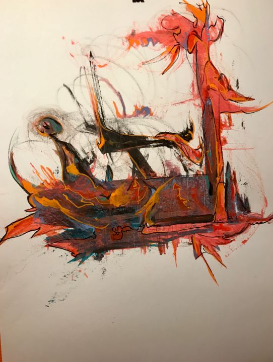 Peinture intitulée "Tempête" par Sophie Jeanne Bert Debeusscher, Œuvre d'art originale, Encre