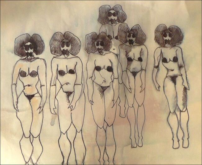 Σχέδιο με τίτλο "les clones" από Sophie Hoang Trong, Αυθεντικά έργα τέχνης