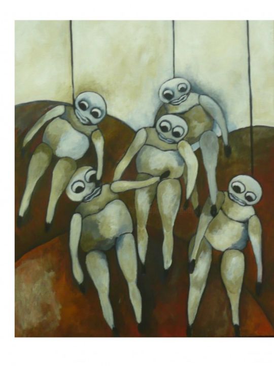 Painting titled "LES POUPEES" by Sophie Hoang Trong, Original Artwork