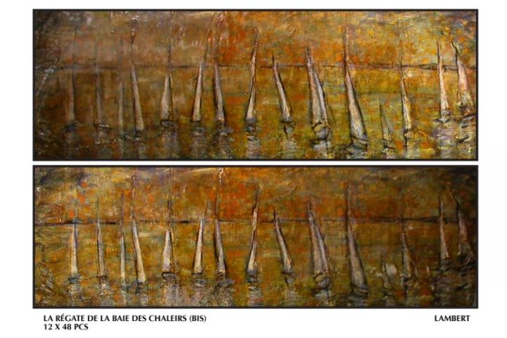 Peinture intitulée "RÉGATE À LA BAIE DE…" par Sophie Lambert, Œuvre d'art originale, Huile