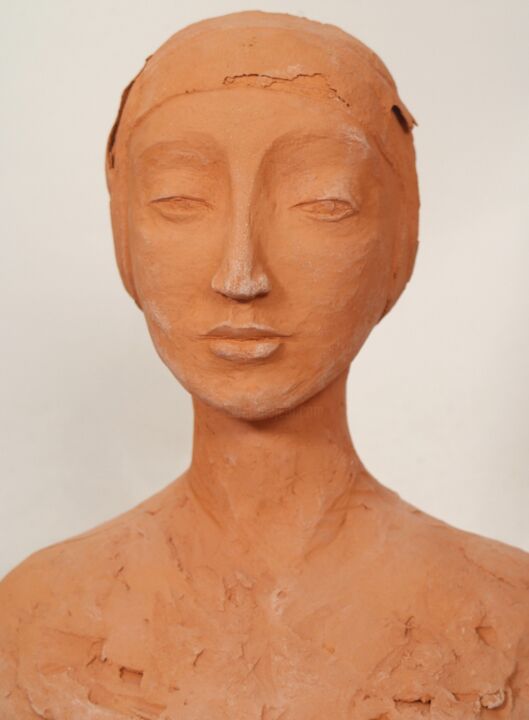 Skulptur mit dem Titel "Buste grès rouge" von Sophie Maillard (Sophie Mai), Original-Kunstwerk, Terra cotta