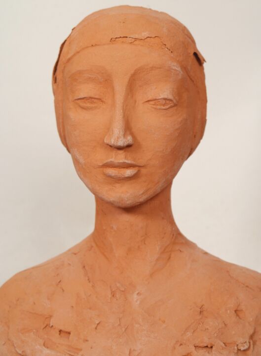 Sculpture titled "Buste grès rouge" by Sophie Maillard (Sophie Mai), Original Artwork, Terra cotta