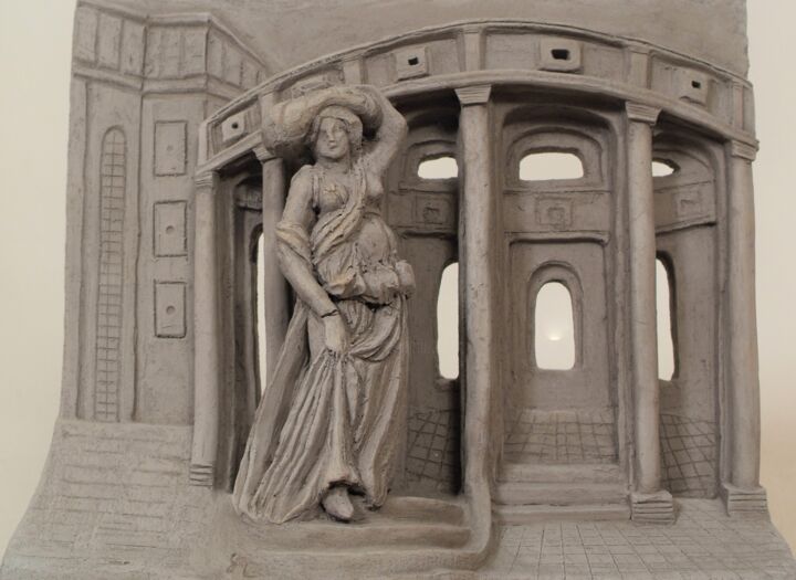 「Temple marchand」というタイトルの彫刻 Sophie Maillard (Sophie Mai)によって, オリジナルのアートワーク, テラコッタ