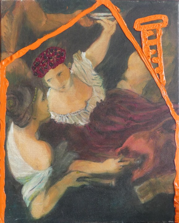 제목이 "Deux femmes"인 미술작품 Sophie Maillard (Sophie Mai)로, 원작, 기름 나무 들것 프레임에 장착됨