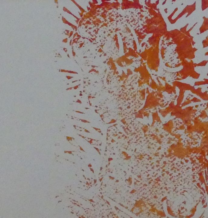 Gravures & estampes intitulée "Silhouette orange" par Sophie Maillard (Sophie Mai), Œuvre d'art originale, Xylographie