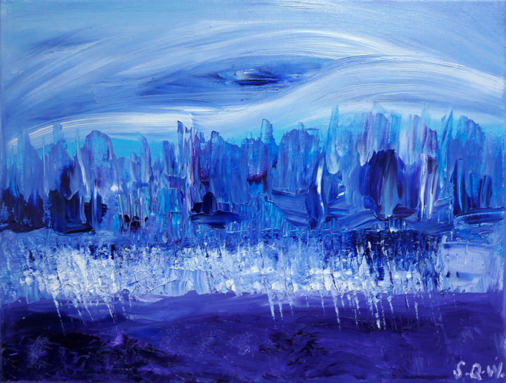 Peinture intitulée "Le Glacier - The gl…" par Sophie Queuniez, Œuvre d'art originale, Huile