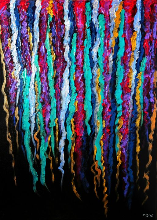 Peinture intitulée "Rainbow Jungle..." par Sophie Queuniez, Œuvre d'art originale, Acrylique
