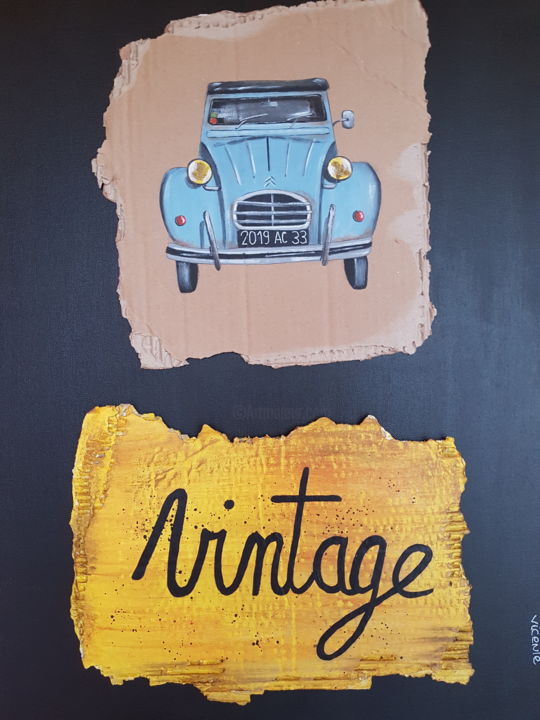 Painting titled "Vintage" by Vicente, Original Artwork, Acrylic