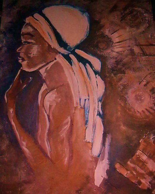 Pittura intitolato "femme au foulard" da Zaf, Opera d'arte originale