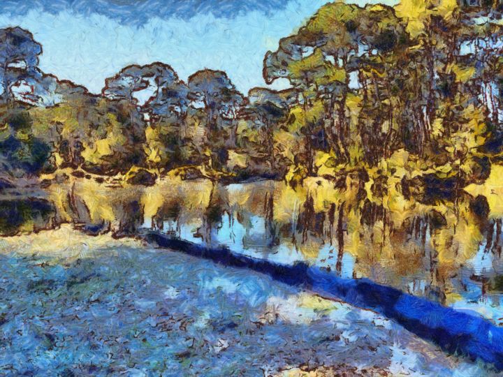 Digital Arts titled ""Sunset Park, Gulf…" by So_orex, Original Artwork, Digital Painting