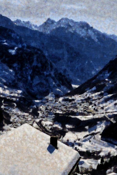 Arts numériques intitulée ""Winter view from S…" par So_orex, Œuvre d'art originale, Peinture numérique