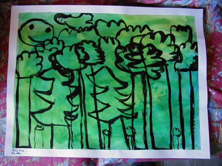 Peinture intitulée "La Forêt Enchantée" par Soria Troisfontaine, Œuvre d'art originale, Huile