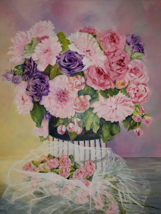 Peinture intitulée "Somptueux bouquet" par Thérèse Soriano, Œuvre d'art originale, Acrylique Monté sur Châssis en bois