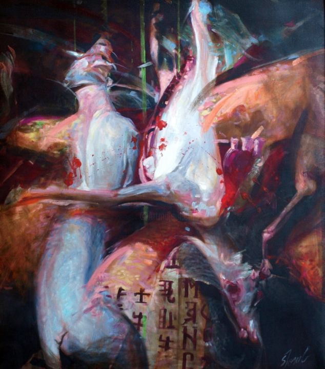 Painting titled "Chinese Menu" by Sorin Iosub, Original Artwork, Oil