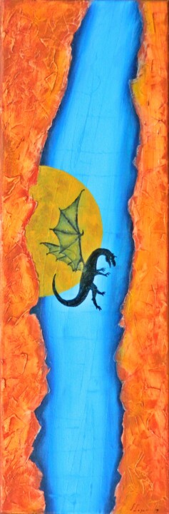 Painting titled "Dragon's nest" by Sorin Niculae Lazar, Original Artwork, Oil Mounted on Wood Stretcher frame