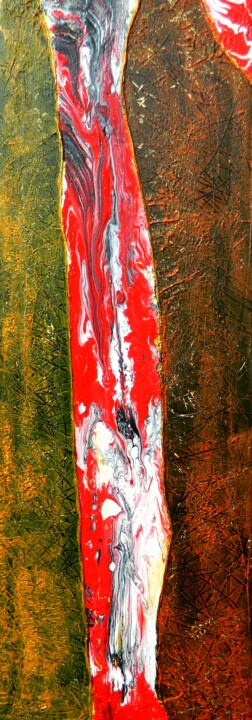 Malerei mit dem Titel "Fluid red" von Sorin Niculae Lazar, Original-Kunstwerk, Öl