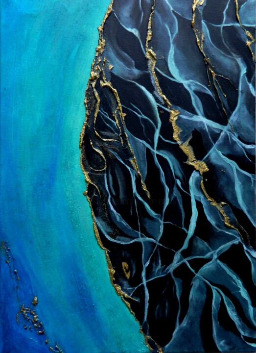 Painting titled "Underwater" by Sorin Niculae Lazar, Original Artwork, Acrylic Mounted on Wood Stretcher frame