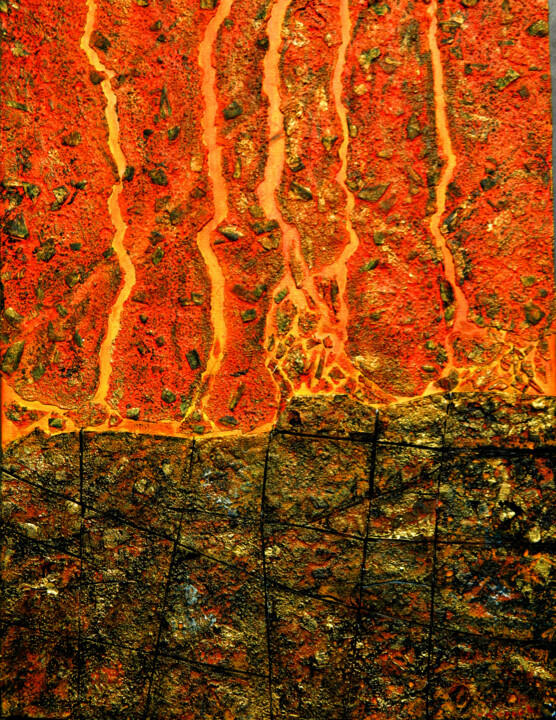 Painting titled "Geological story 13…" by Sorin Niculae Lazar, Original Artwork, Acrylic Mounted on Wood Stretcher frame
