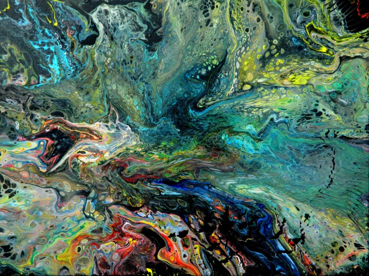 Картина под названием "P 14 Abyss" - Sorin Niculae Lazar, Подлинное произведение искусства, Акрил Установлен на Деревянная р…