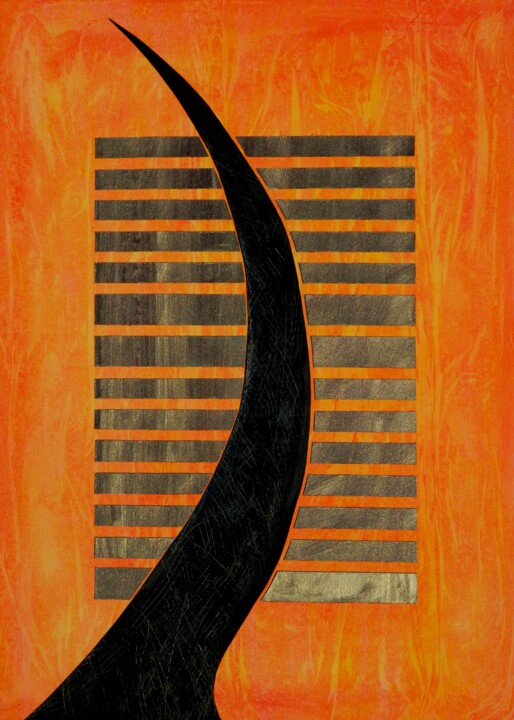 Painting titled "Geo-metric 2 en vol" by Sorin Niculae Lazar, Original Artwork, Acrylic Mounted on Wood Stretcher frame
