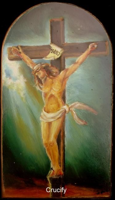 Peinture intitulée "Crucifixion" par Sorinapostolescu, Œuvre d'art originale, Huile