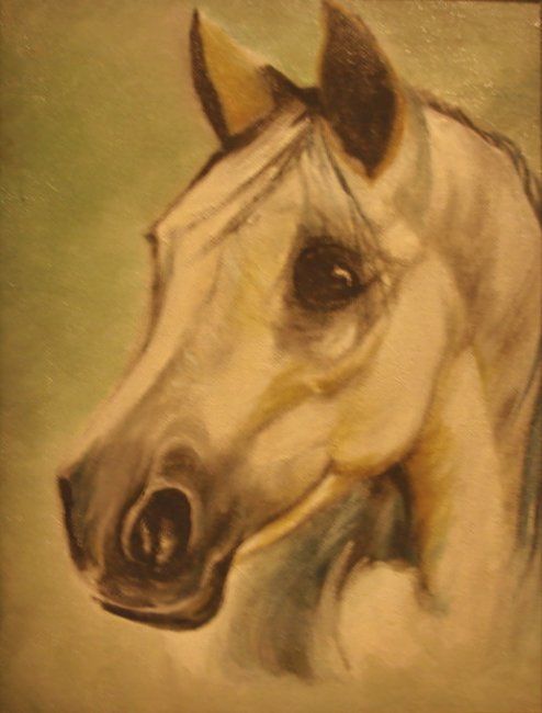 Painting titled "Horse- October spec…" by Sorinapostolescu, Original Artwork, Oil