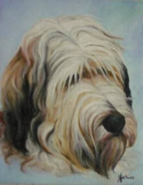 Painting titled "Dog -October specia…" by Sorinapostolescu, Original Artwork, Oil