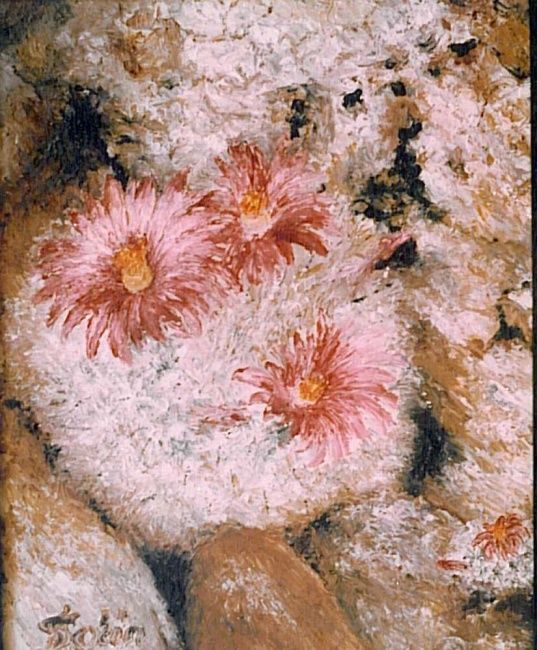 Peinture intitulée "Cactus Flowers" par Sorinapostolescu, Œuvre d'art originale, Huile