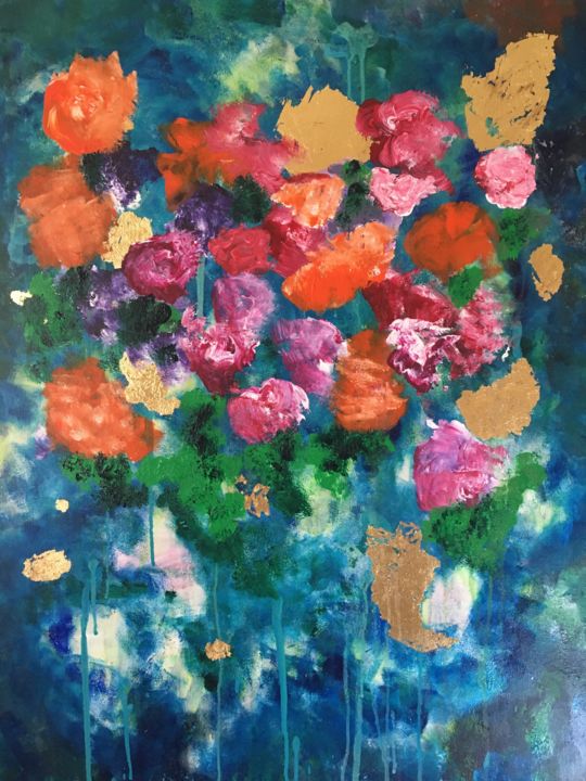 Painting titled "Morning flowers" by Samy Hasan, Original Art, Acrylic