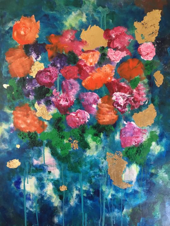 Painting titled "Morning flowers" by Samy Hasan, Original Artwork, Acrylic