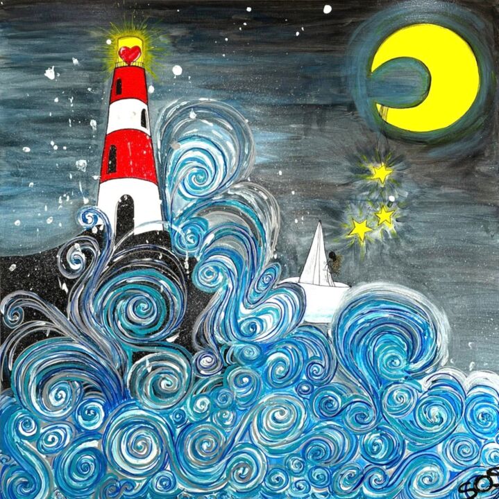 Pittura intitolato "The Guiding Light" da Sos, Opera d'arte originale, Acrilico