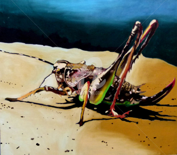 Painting titled "locust" by Sosokumsiashvili, Original Artwork, Oil