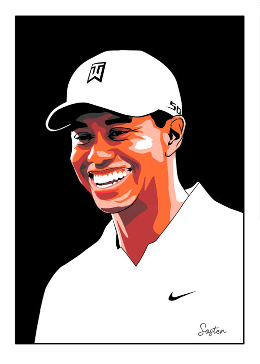 Arts numériques intitulée "TIGER WOODS" par Patrick Morceau (SOSTEN), Œuvre d'art originale, Travail numérique 2D