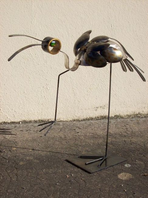 Sculpture titled "Ibis" by Soud'Art, Original Artwork, Metals