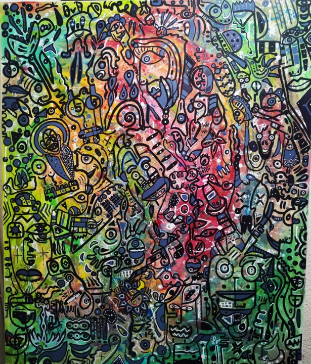 Peinture intitulée "Doodle#21" par Soufart, Œuvre d'art originale, Marqueur