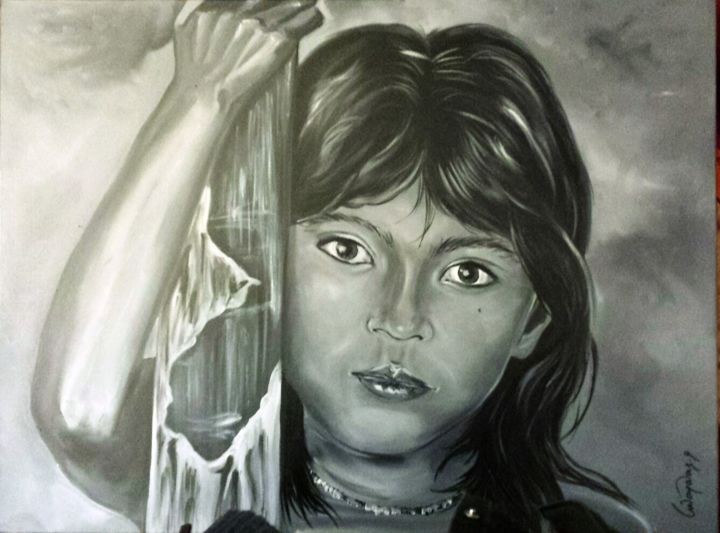 Pintura titulada "portrait-enfant-war…" por Souffledharmattan, Obra de arte original