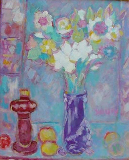 Painting titled "Bouquet printanier" by Hassen Soufy, Original Artwork, Oil
