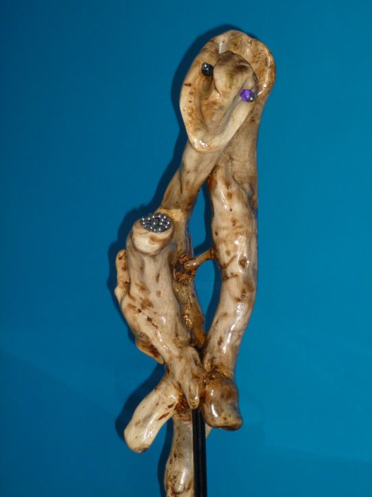 Sculpture titled "mi-ange-mi-demon.sc…" by Sou, Original Artwork, Wood