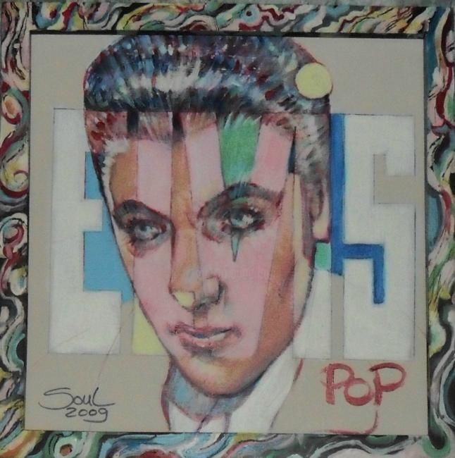 Malerei mit dem Titel "ELVIS POP" von Soul, Original-Kunstwerk, Öl
