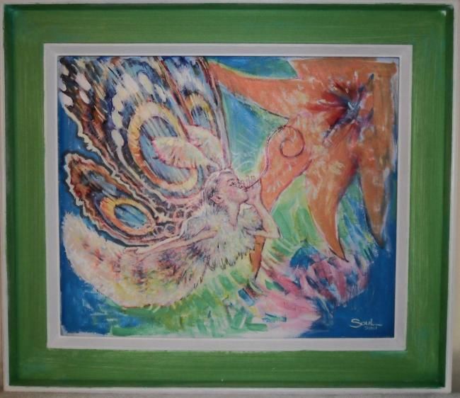 Painting titled "BUTTERFLY FAIRY" by Soul, Original Artwork, Oil