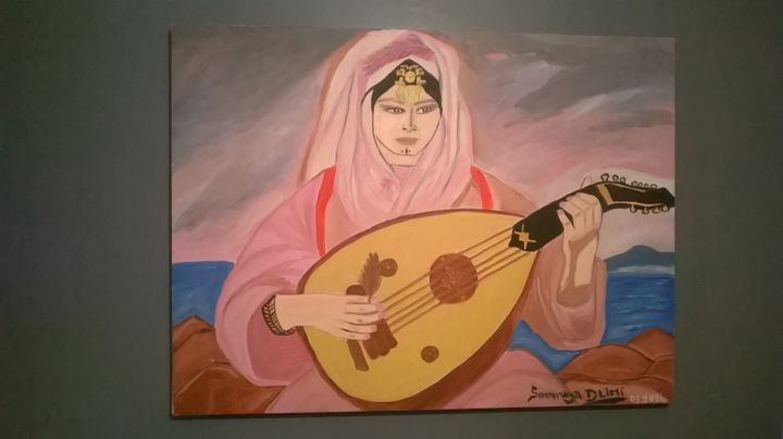 Painting titled "Femme Andalouse" by Soumaya Dlimi, Original Artwork, Oil