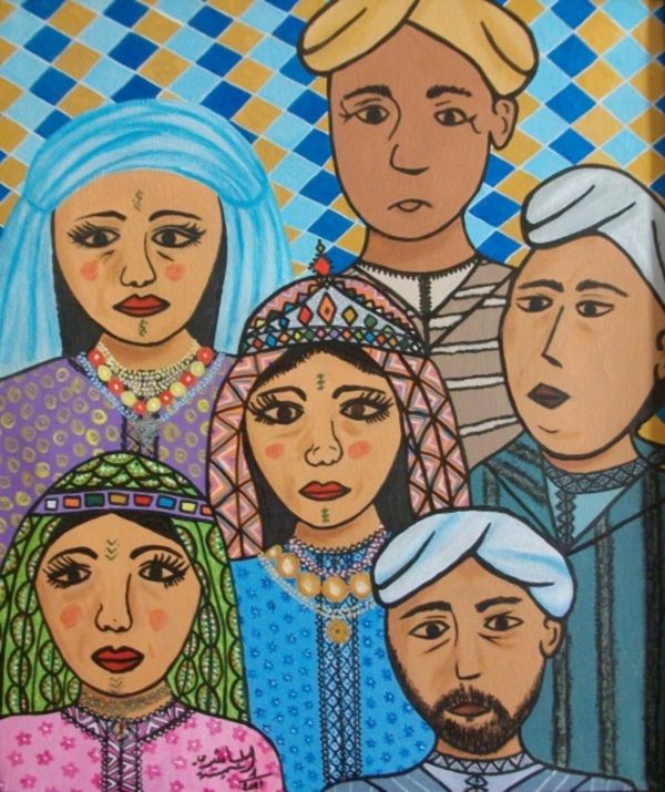 Peinture intitulée "les gens d'atlas" par Soumicha Bachiri, Œuvre d'art originale, Acrylique