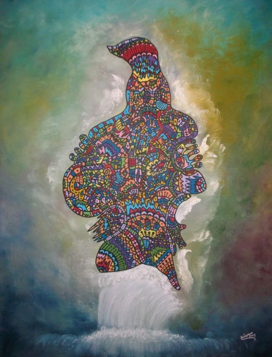 Malerei mit dem Titel "fantastique art" von Soumicha Bachiri, Original-Kunstwerk, Öl